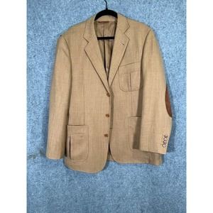 Henry Jacobson Sport Coat Men Medium Brown Wool Alpaca Elbow Patch - oversized.